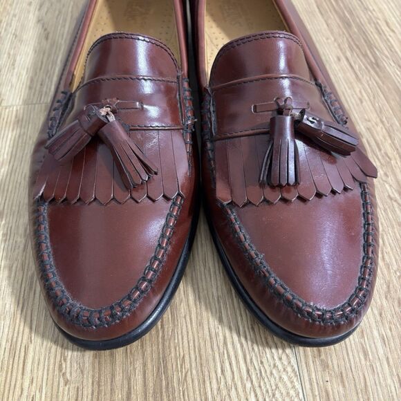 G.H. Bass Weejuns Layton Kiltie Loafer Men’s 12 D  Burgundy Leather USA Made Vtg